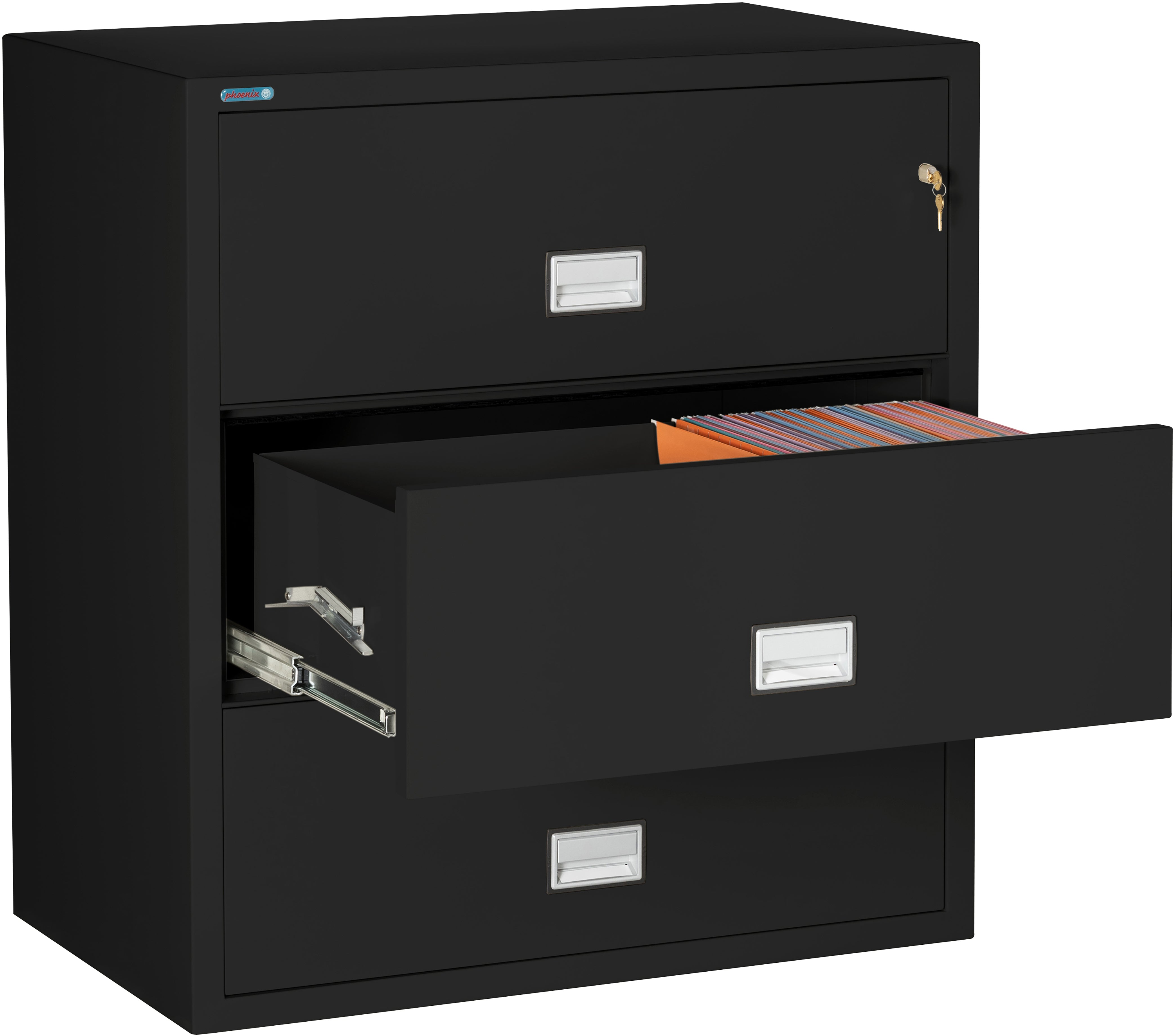 Phoenix Safe LAT3W38, Lateral 38 inch 3-Drawer Fireproof File